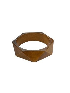 Geometric Wooden Faceted Bangle Bracelet Boho Style Natural Wood Jewelry